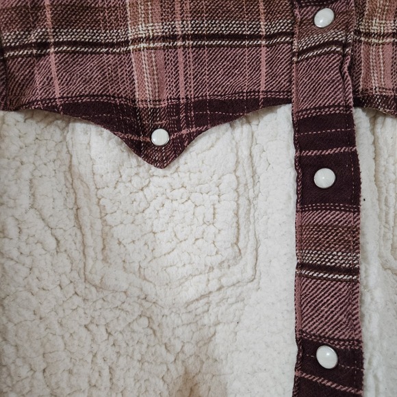 Wrangler Retro Women's Retro Western Boyfriend Sherpa Jacket Size Medium Shacket - Picture 3 of 7